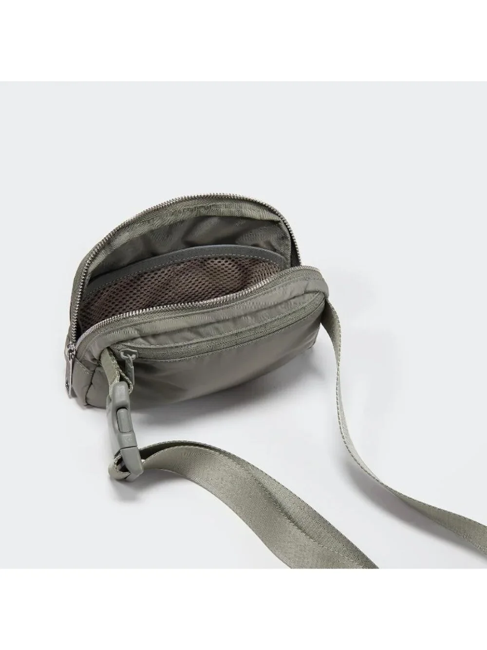 Men's Grey Sage Crossbody Belt Bag Wide Zipper Adjustable Strap 3-Pockets